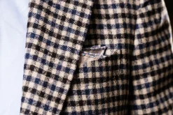 Periwinkle Blue X-Stitch Edge White Flannel Pocket Square