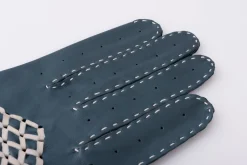 Petrol Blue & Cream Driving Gloves in Lamb Nappa Leather