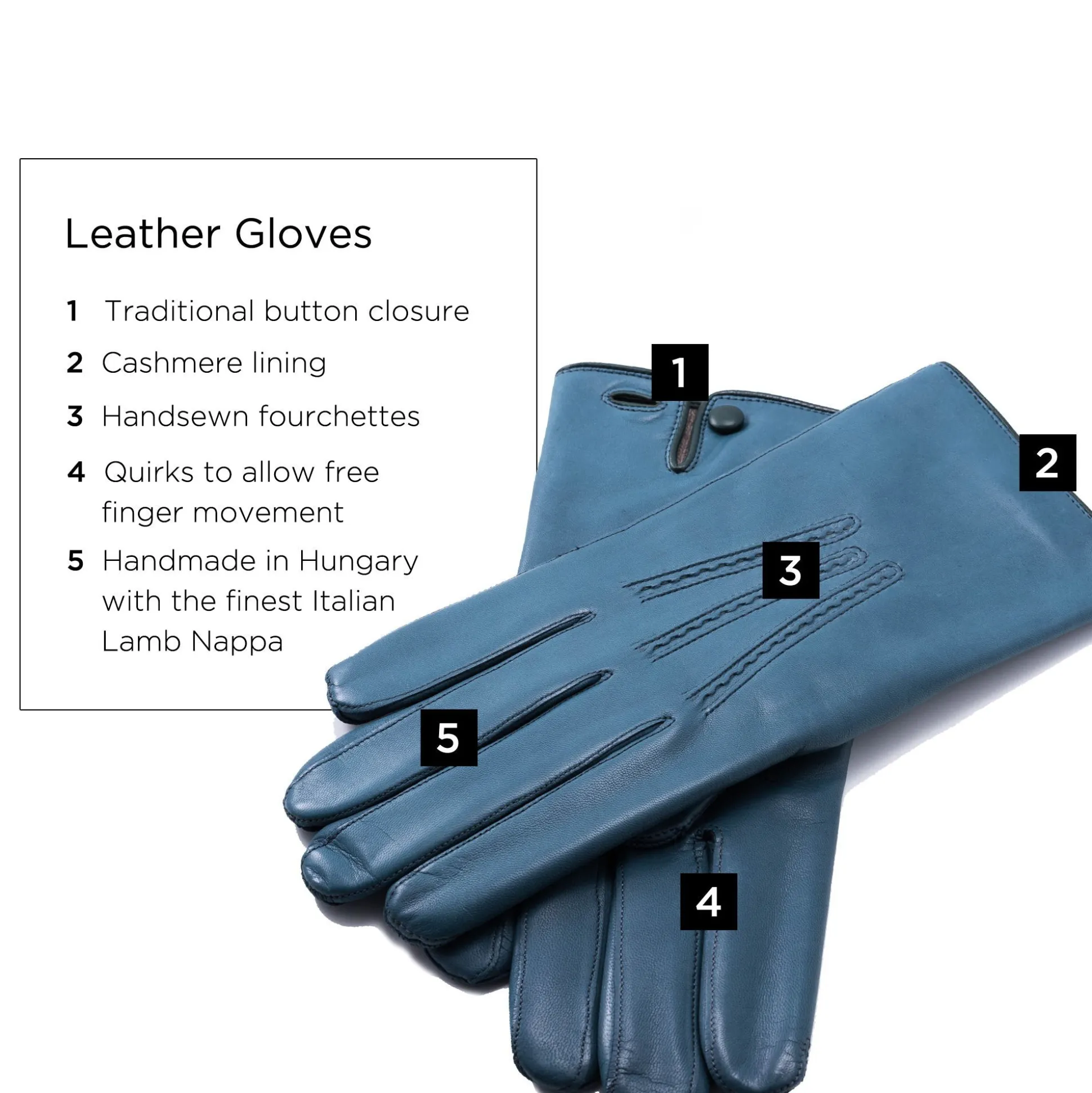 Petrol Blue Lamb Nappa Leather Gloves