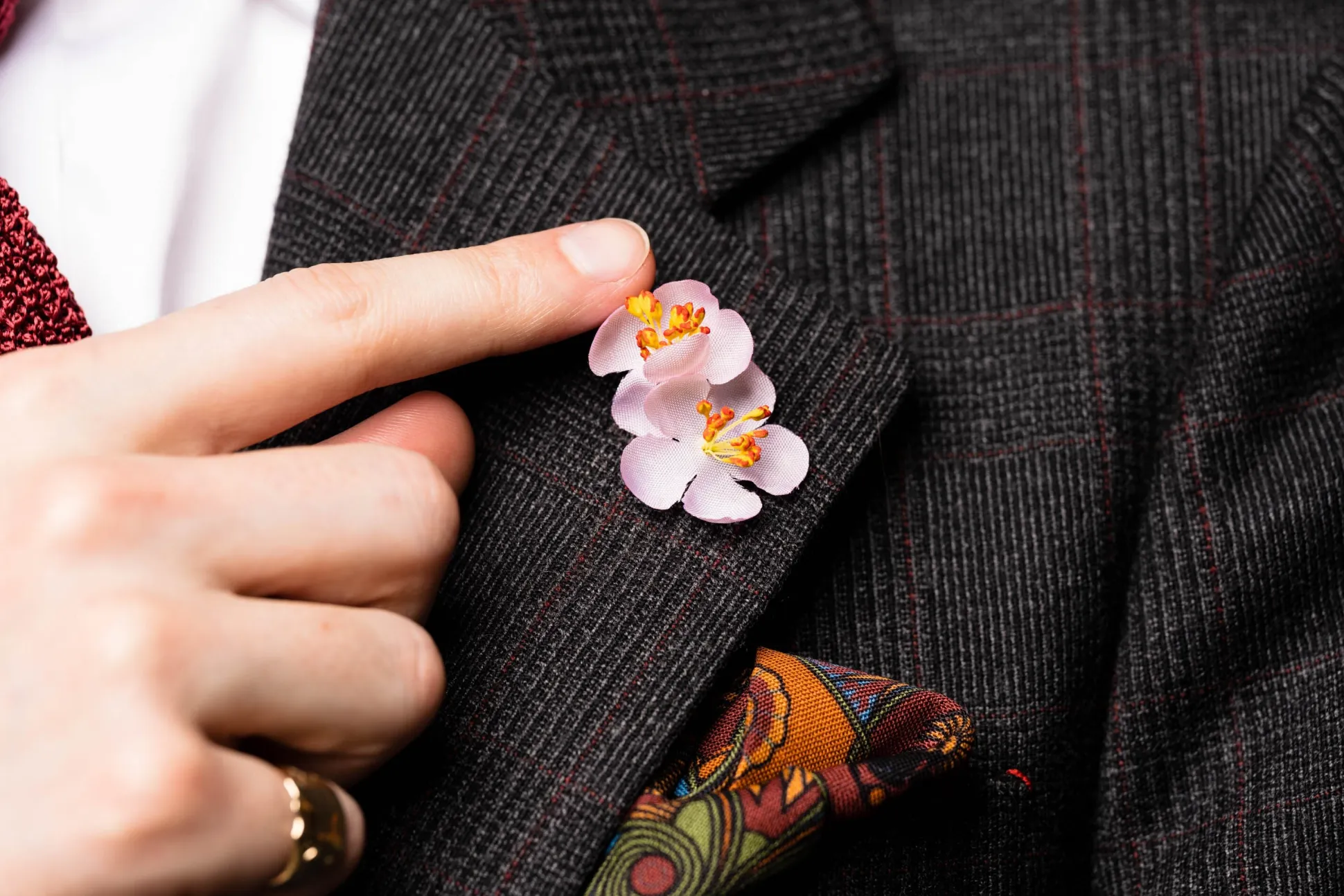 Pink Cherry Blossom Boutonnière Flower