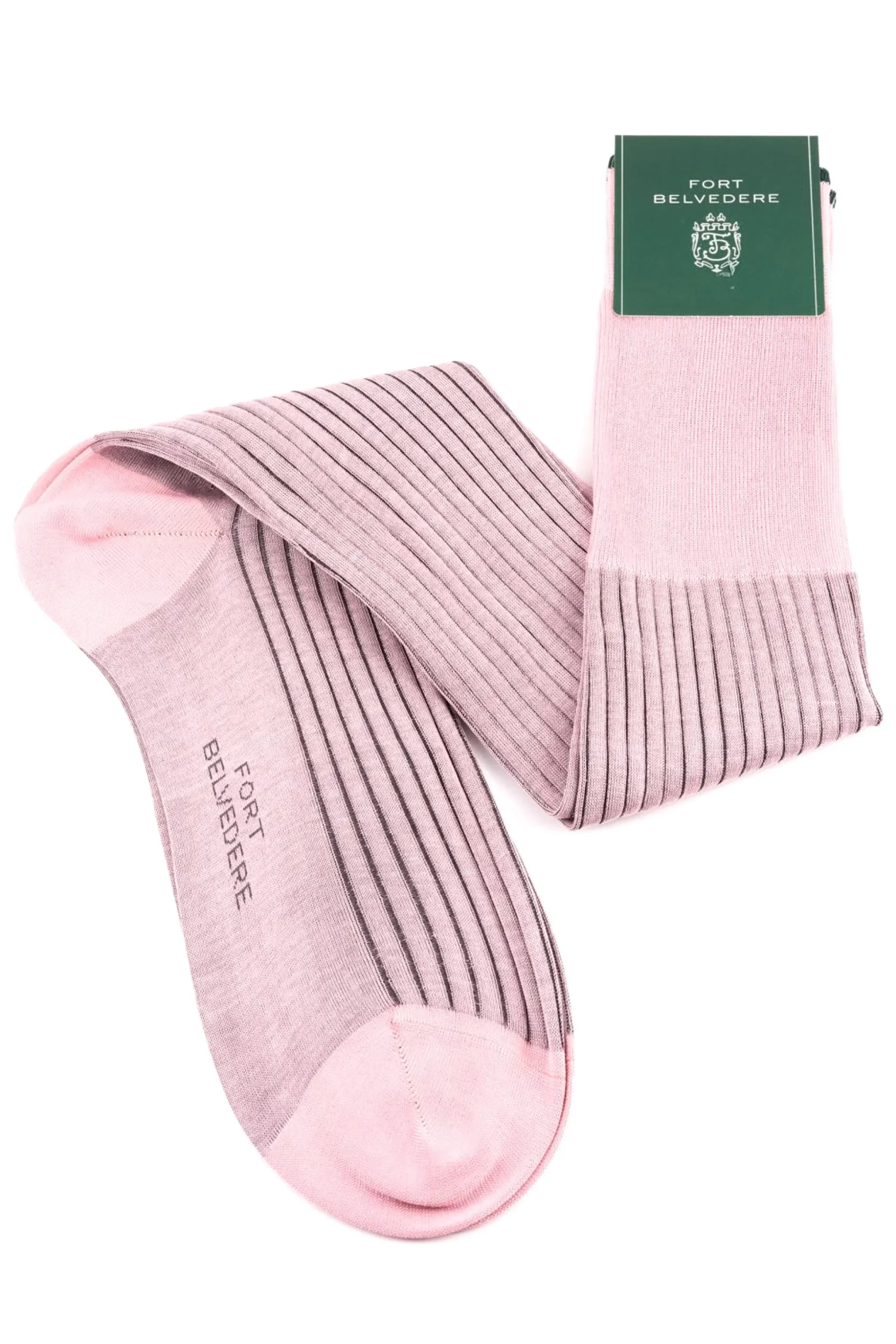 Pink & Gray Shadow Stripe Lightweight Cotton Socks