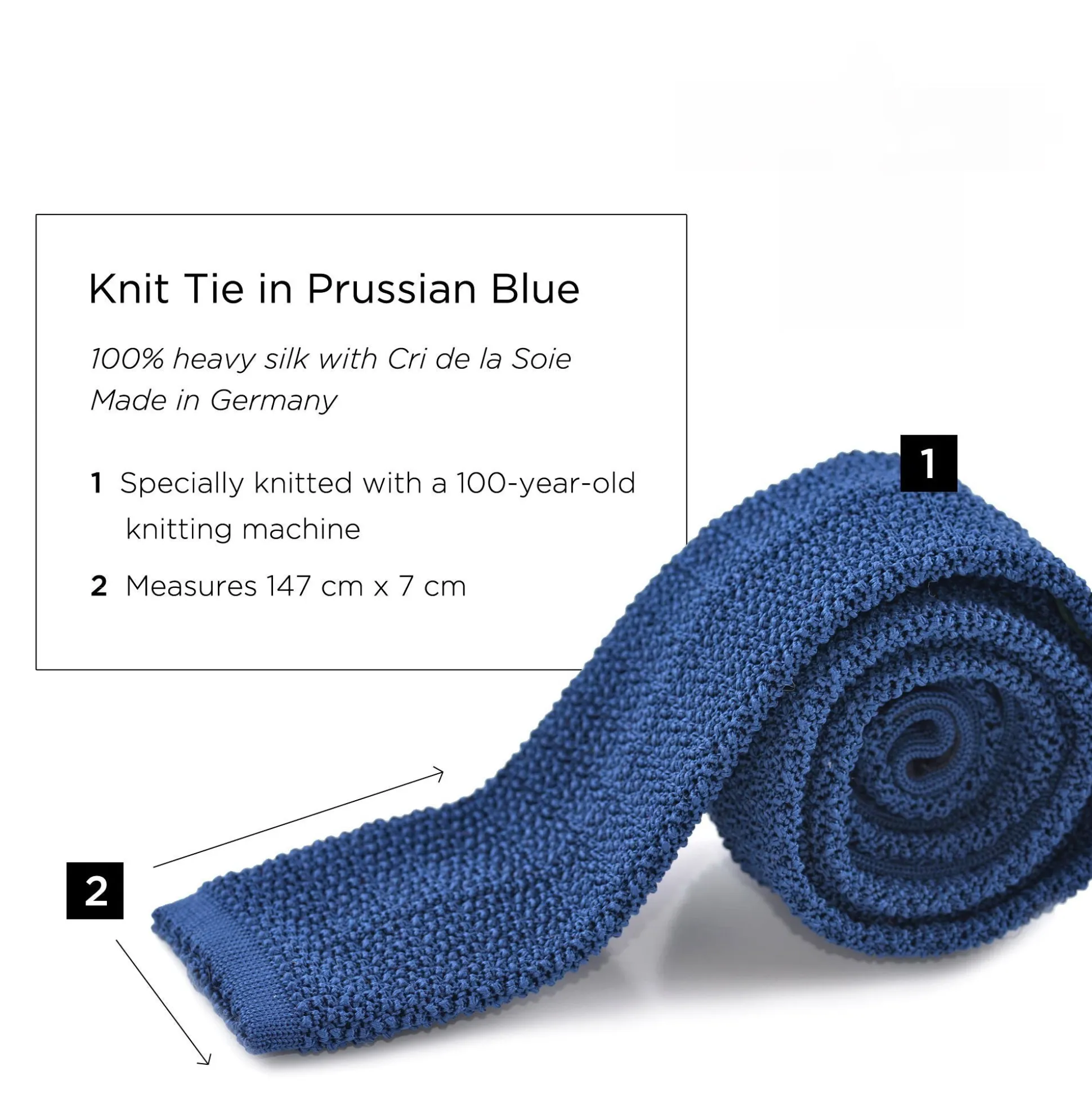 Prussian Blue Silk Knit Tie