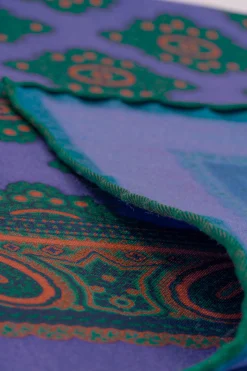 Purple Diamond and Paisley Green Contrast Edge Madder Silk Pocket Square