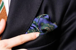 Purple Diamond & Paisley Madder Silk Pocket Square