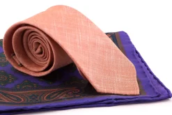 Purple Diamond & Paisley Madder Silk Pocket Square