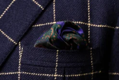 Purple Diamond & Paisley Madder Silk Pocket Square