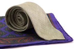 Purple Diamond & Paisley Madder Silk Pocket Square