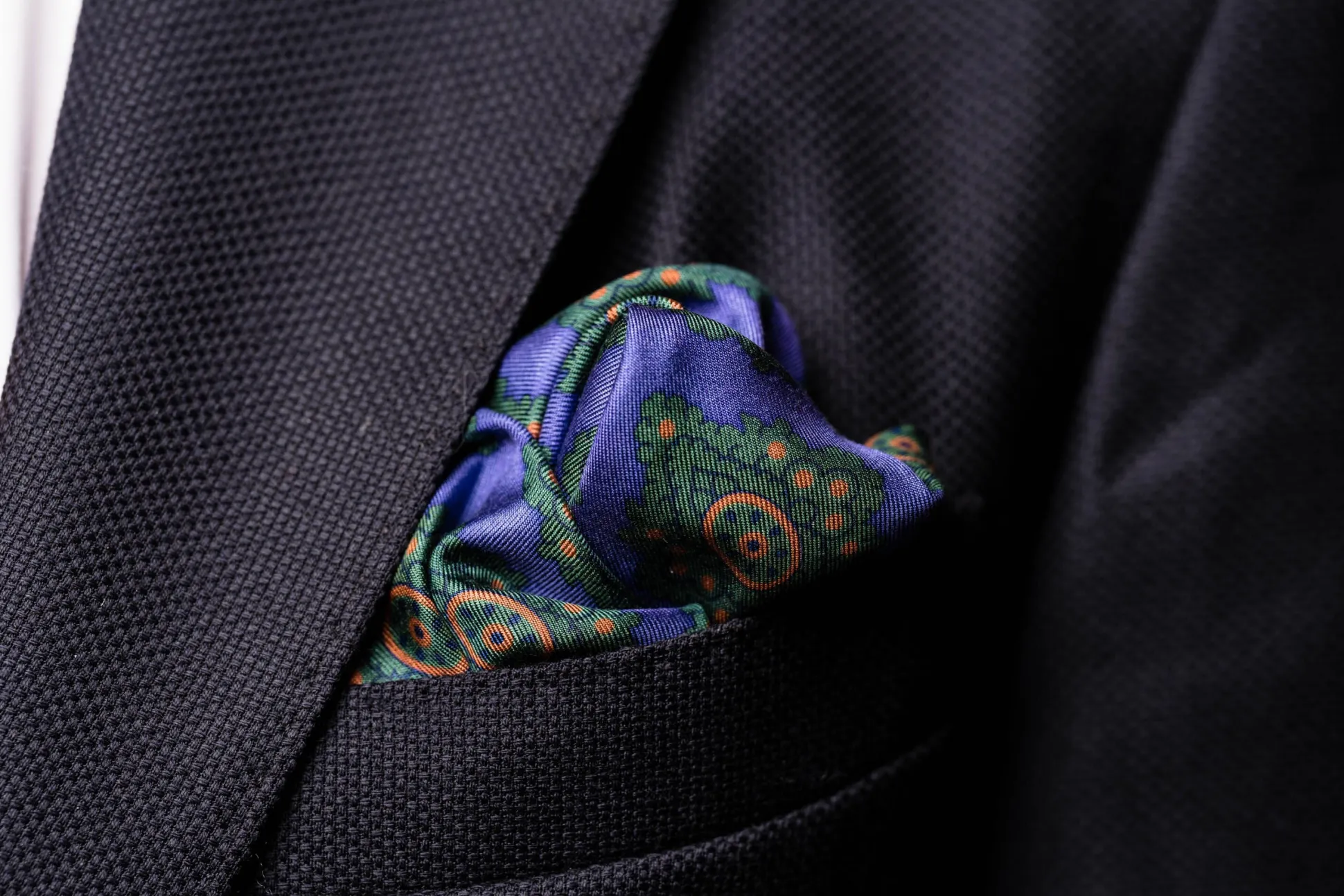 Purple Diamond & Paisley Madder Silk Pocket Square