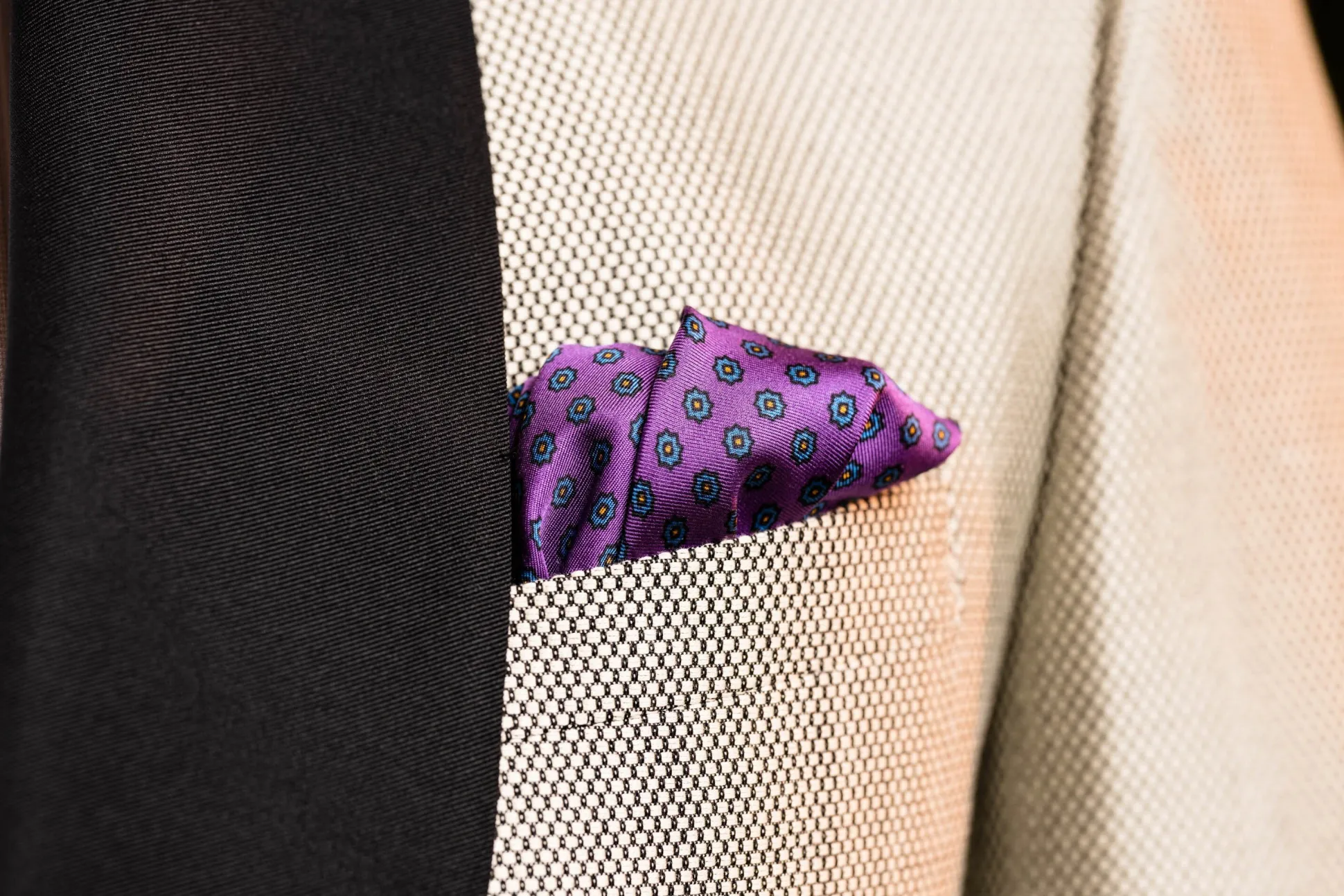 Purple Dotted Paisley Silk Pocket Square