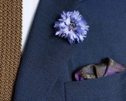 Purple Dotted Paisley Silk Pocket Square