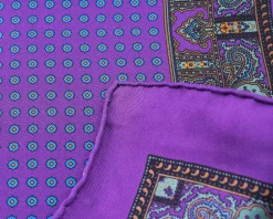 Purple Dotted Paisley Silk Pocket Square