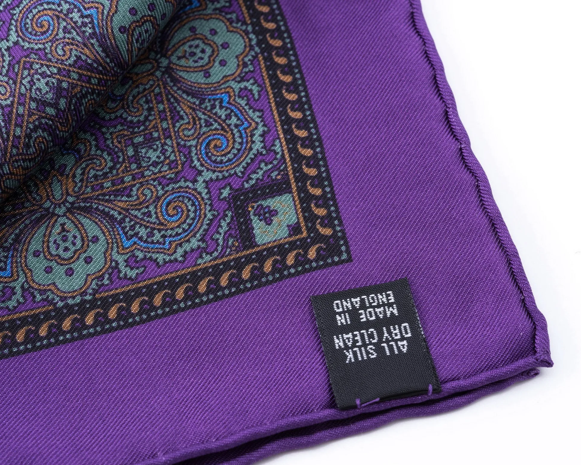 Purple Dotted Paisley Silk Pocket Square
