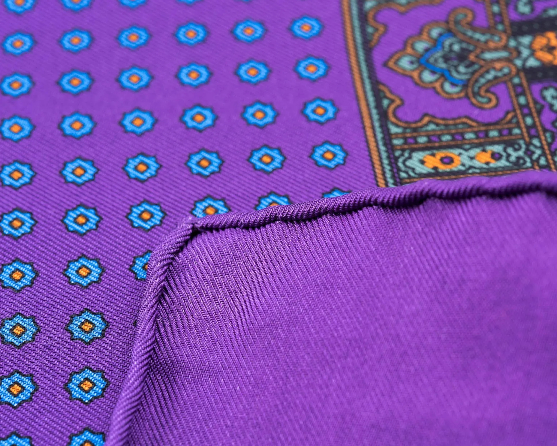 Purple Dotted Paisley Silk Pocket Square