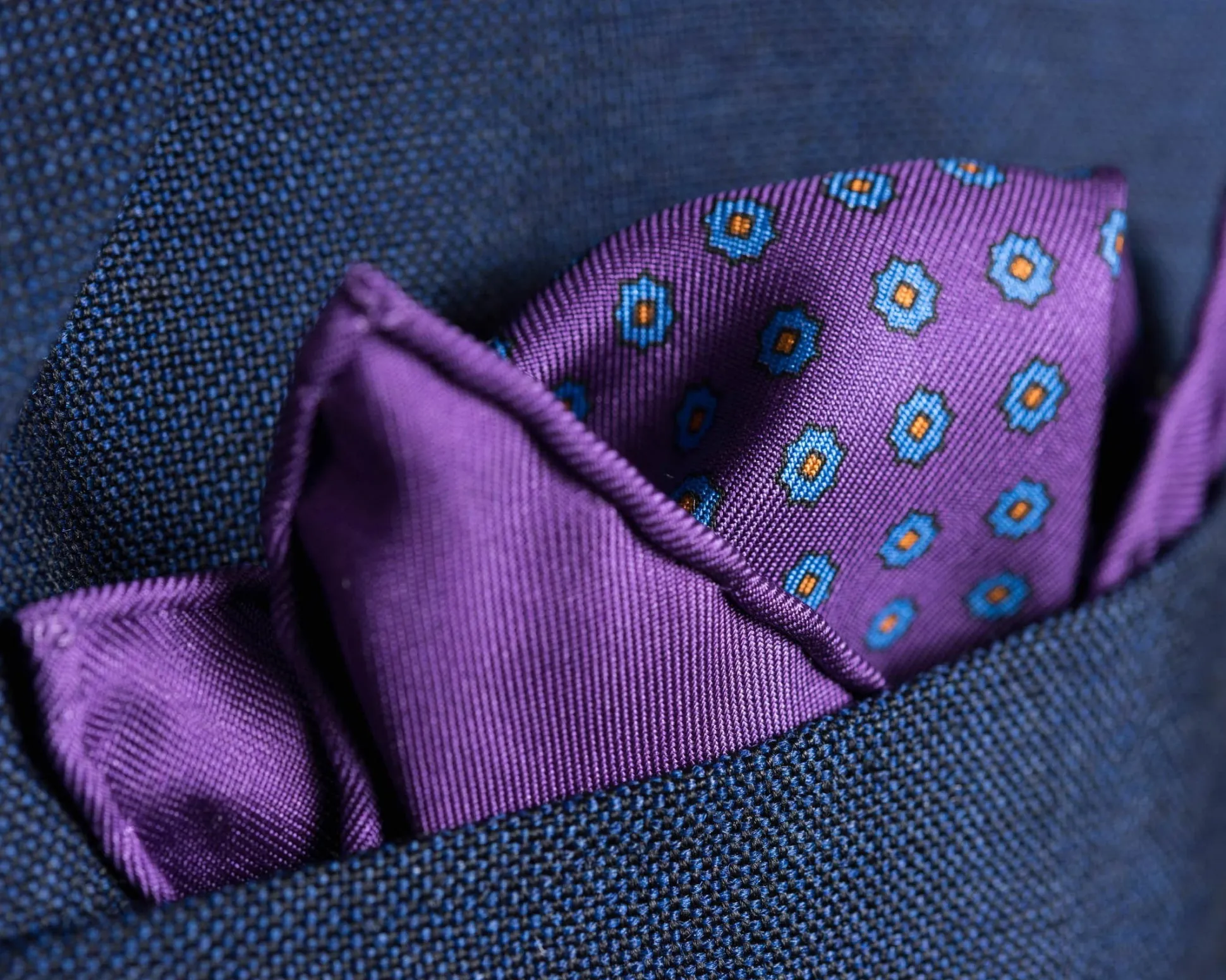 Purple Dotted Paisley Silk Pocket Square