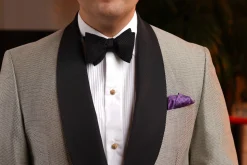 Purple Dotted Paisley Silk Pocket Square