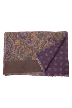 Purple Paisley & Micropattern Double Sided Scarf