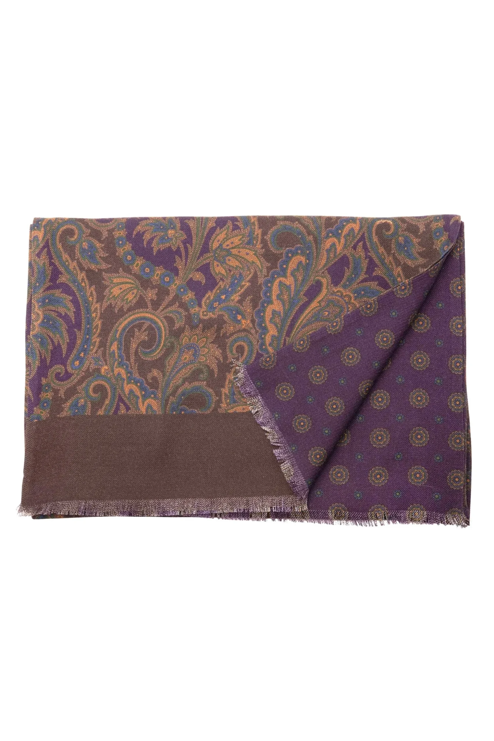 Purple Paisley & Micropattern Double Sided Scarf
