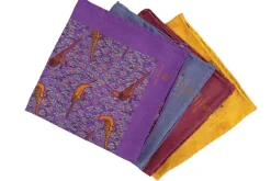 Purple Reversible Pheasant & Paisley Silk Pocket Square