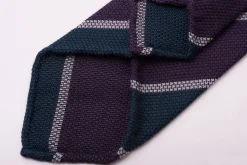 Purple & Teal Striped Cashmere Wool Grenadine Tie