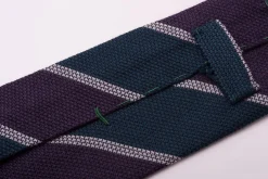 Purple & Teal Striped Cashmere Wool Grenadine Tie