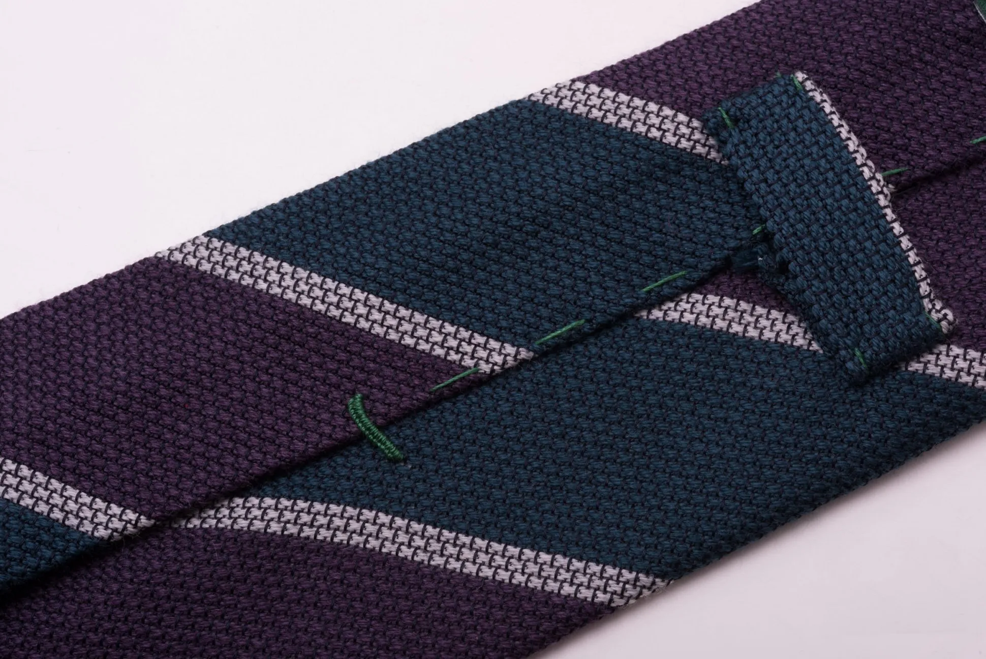 Purple & Teal Striped Cashmere Wool Grenadine Tie