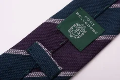 Purple & Teal Striped Cashmere Wool Grenadine Tie
