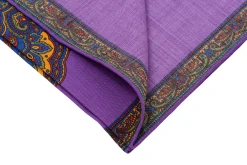 Purple & Yellow Medallion Silk-Wool Pocket Square
