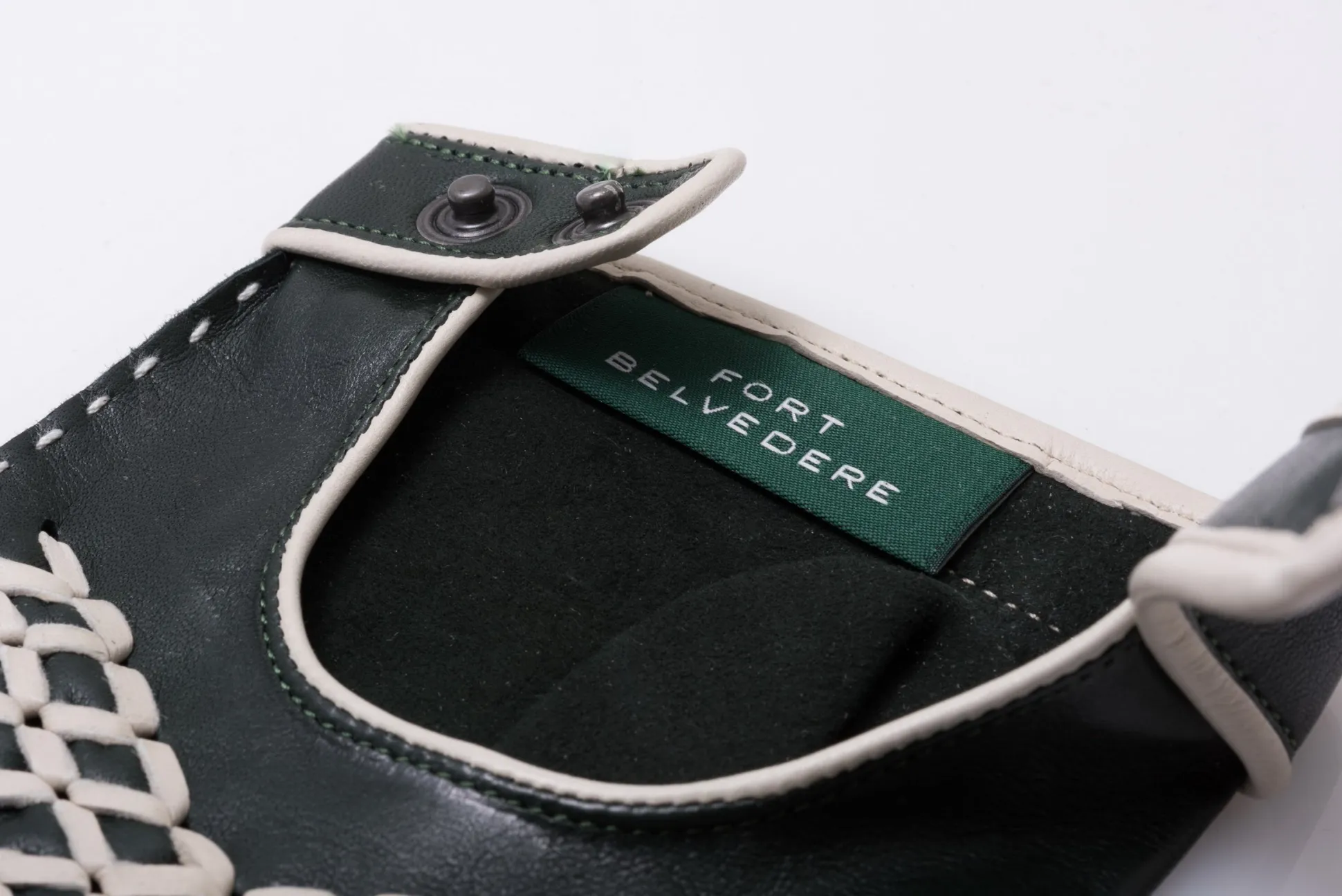 Racing Green & Cream Leather Driving Gloves