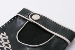 Racing Green & Cream Leather Driving Gloves