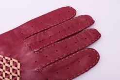 Racing Red & Sand Lamb Nappa Driving Gloves
