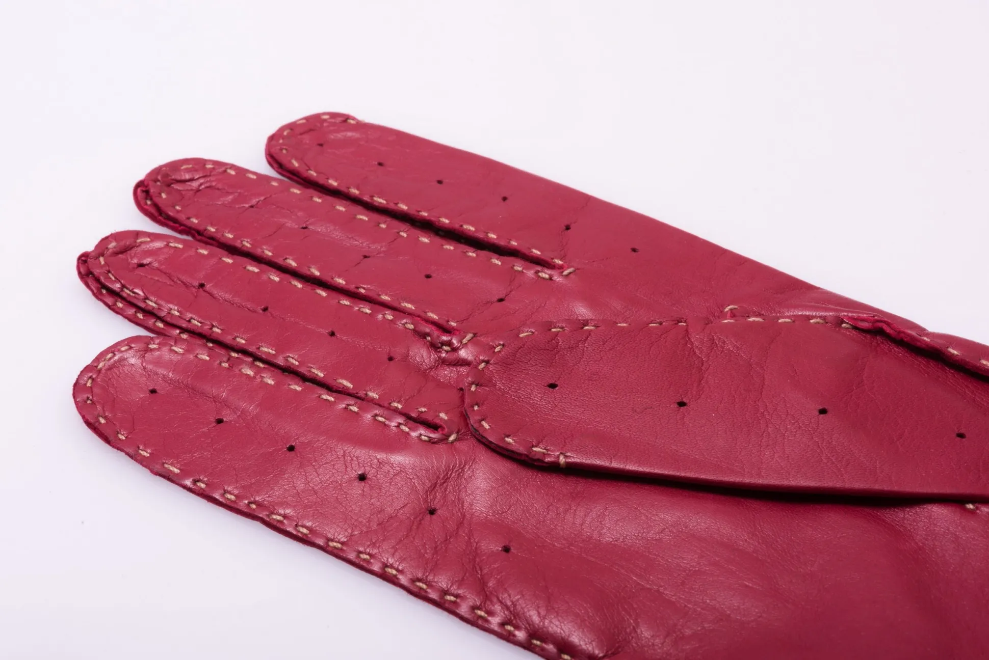 Racing Red & Sand Lamb Nappa Driving Gloves