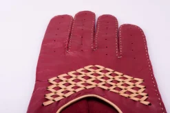 Racing Red & Sand Lamb Nappa Driving Gloves