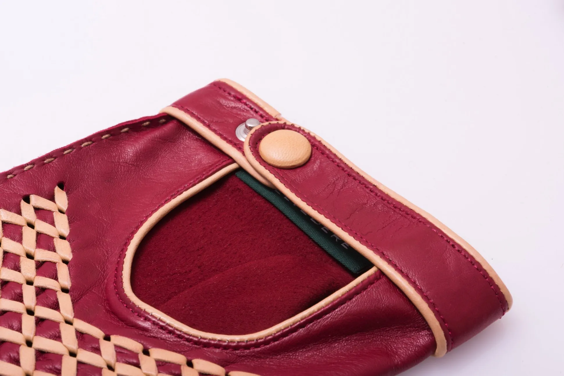 Racing Red & Sand Lamb Nappa Driving Gloves