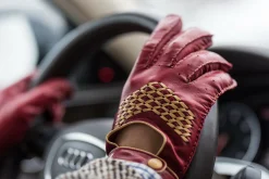 Racing Red & Sand Lamb Nappa Driving Gloves