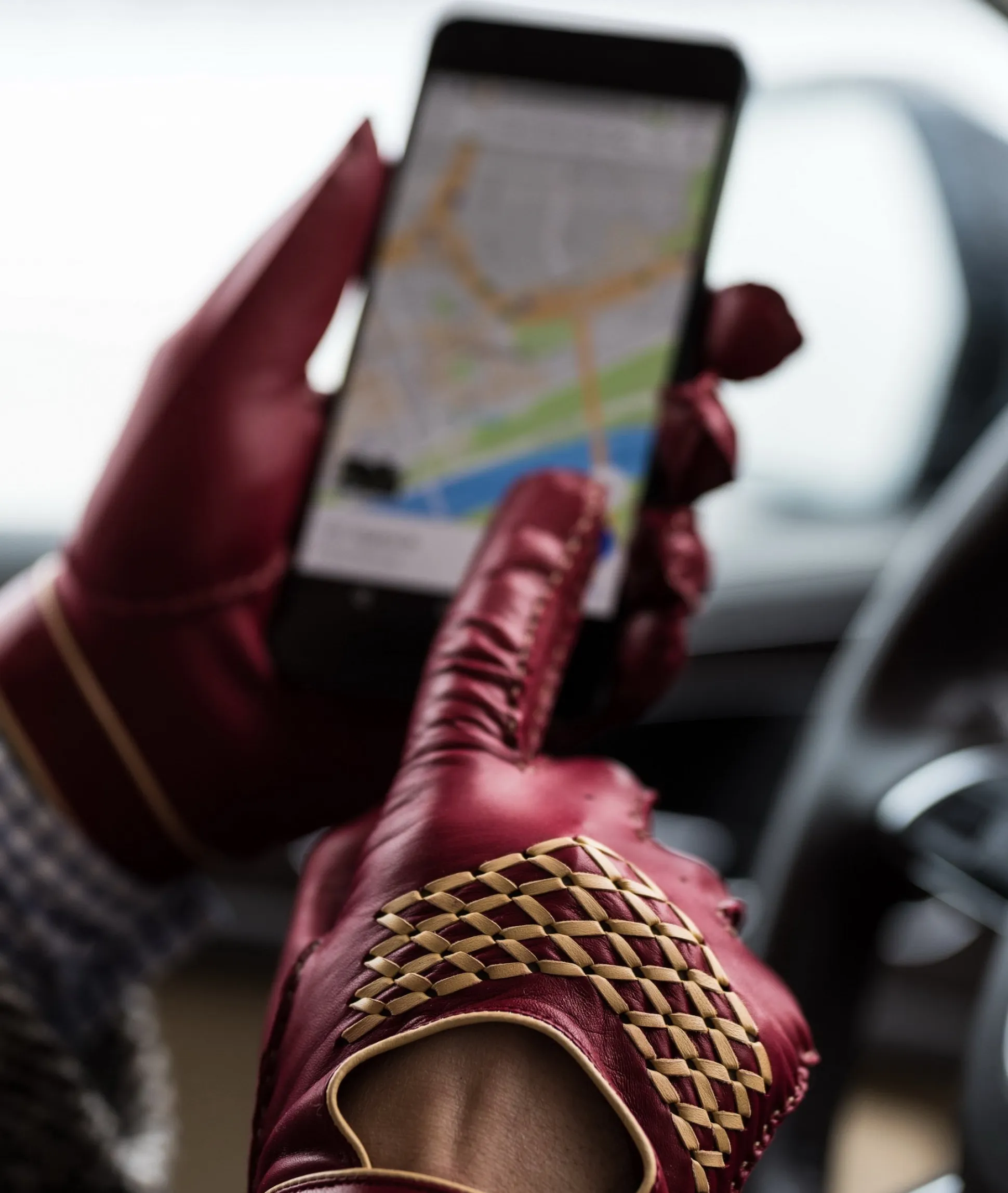 Racing Red & Sand Lamb Nappa Driving Gloves