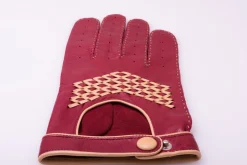 Racing Red & Sand Lamb Nappa Driving Gloves
