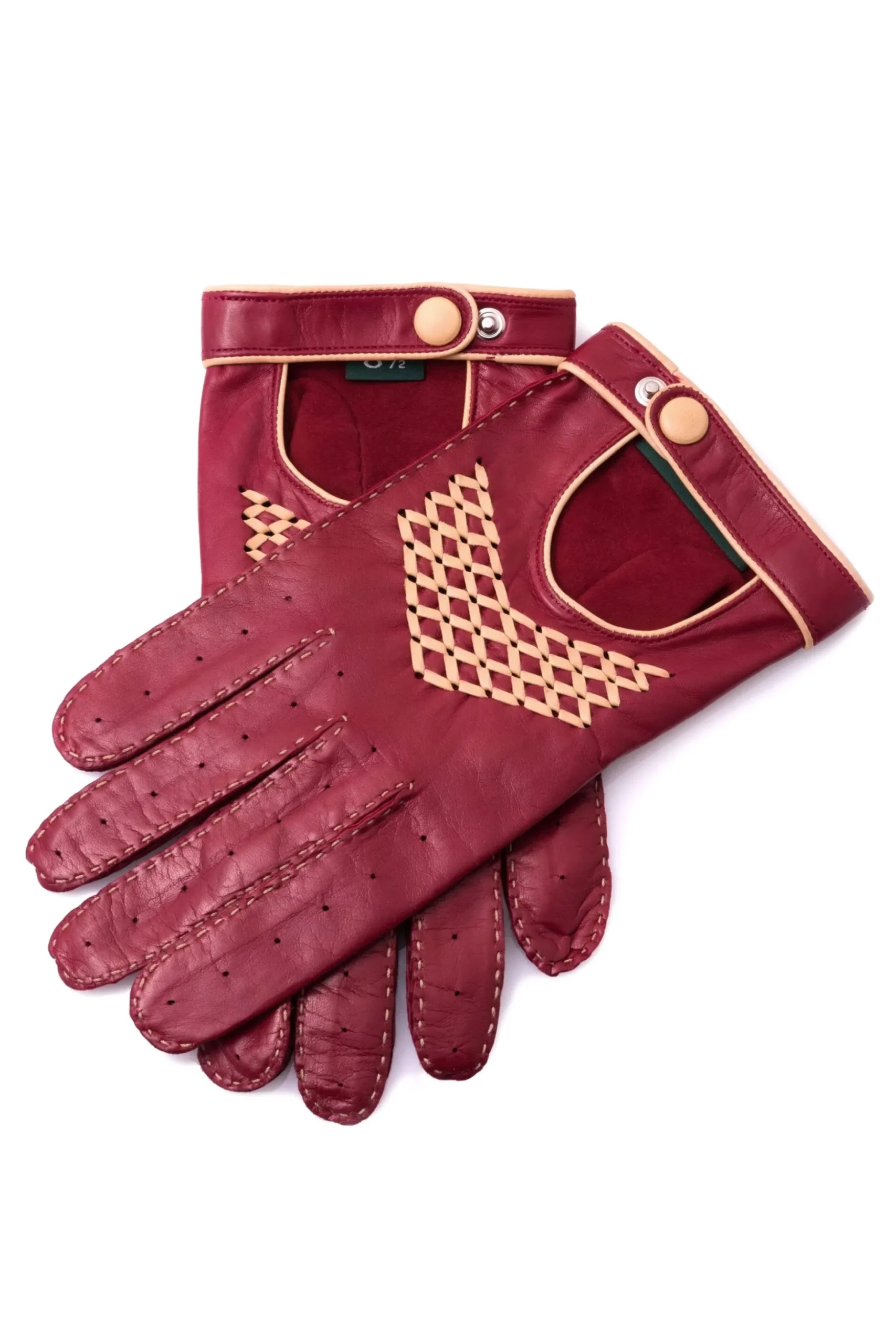 Racing Red & Sand Lamb Nappa Driving Gloves