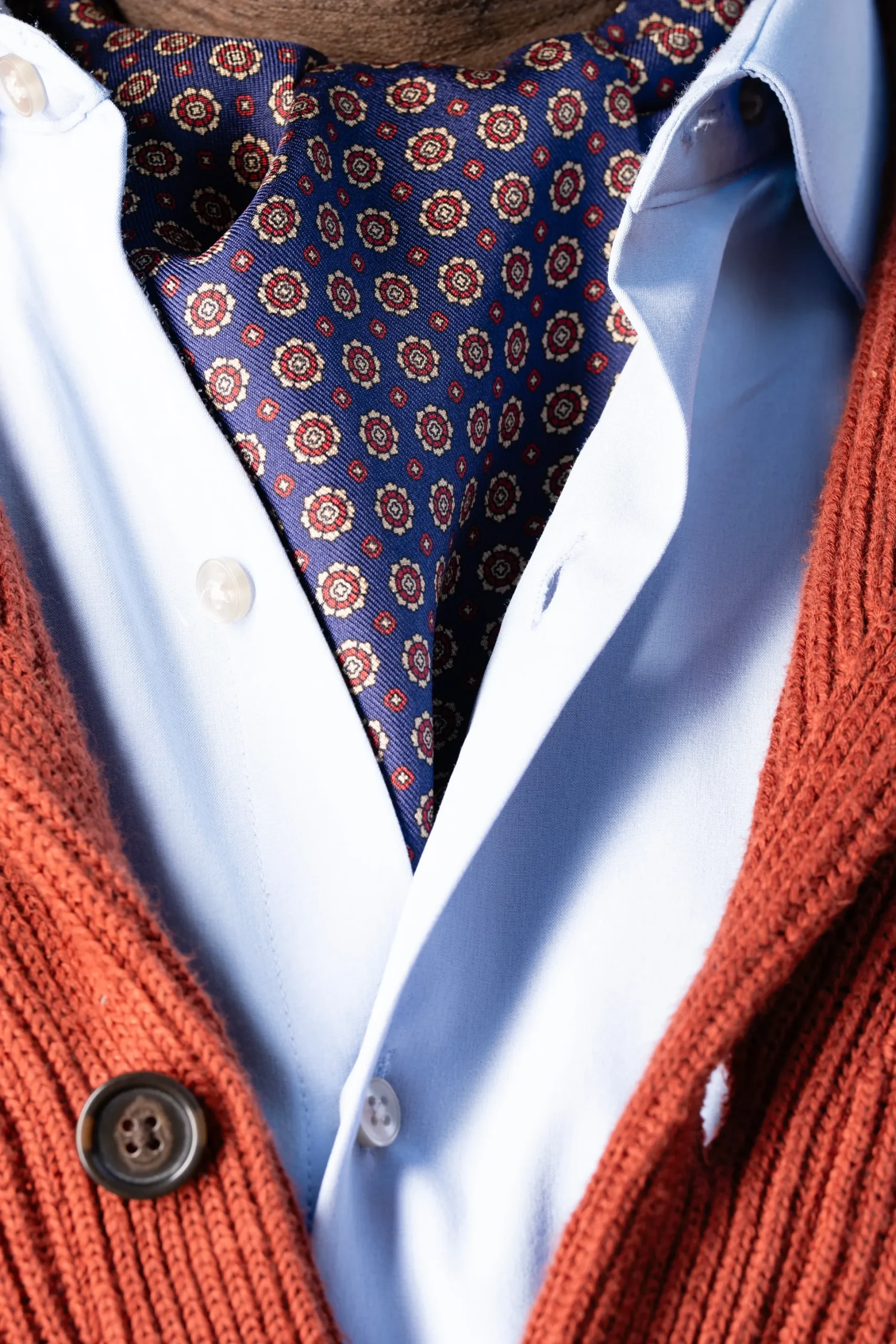 Red & Blue Macclesfield Neats Silk Ascot