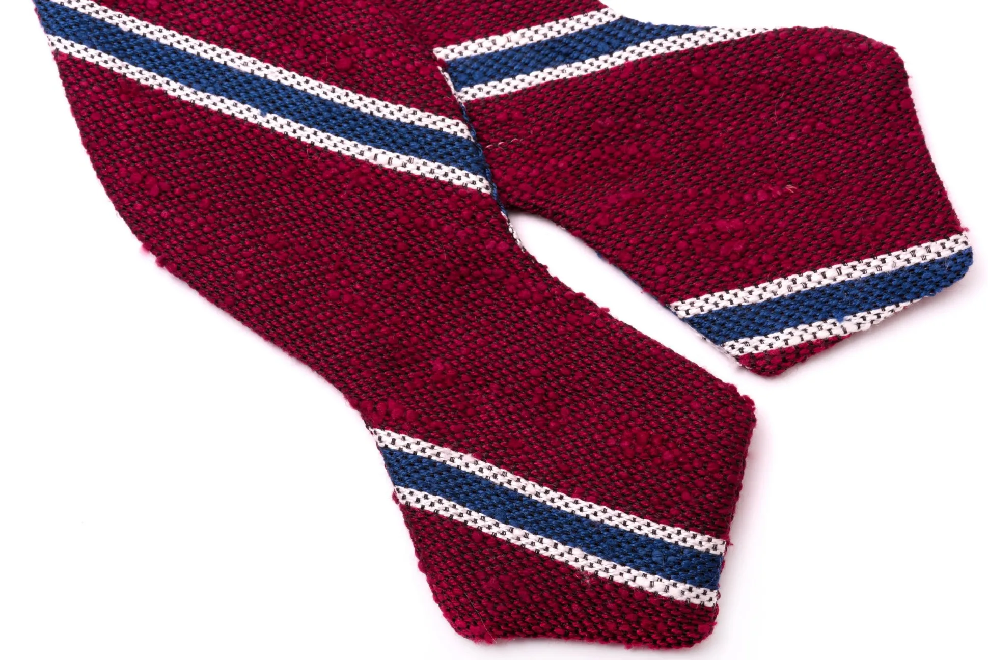 Red & Blue Striped Shantung Silk Bow Tie