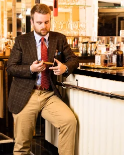 Red & Buff Micropattern Madder Silk Tie