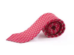 Red & Buff Micropattern Madder Silk Tie