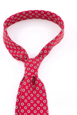 Red & Buff Micropattern Madder Silk Tie