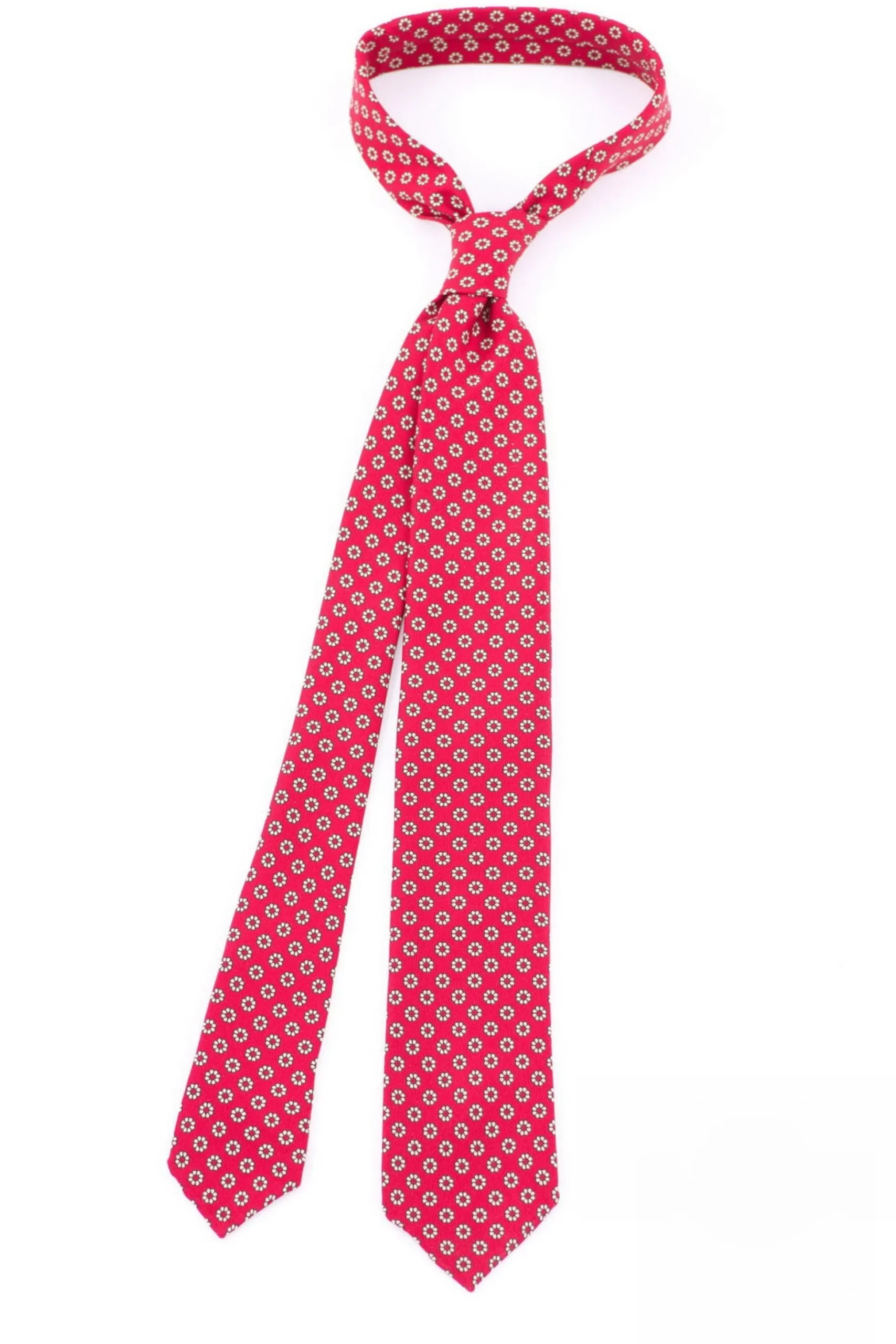 Red & Buff Micropattern Madder Silk Tie