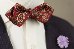 Red & Buff Paisley Ancient Madder Silk Bow Tie