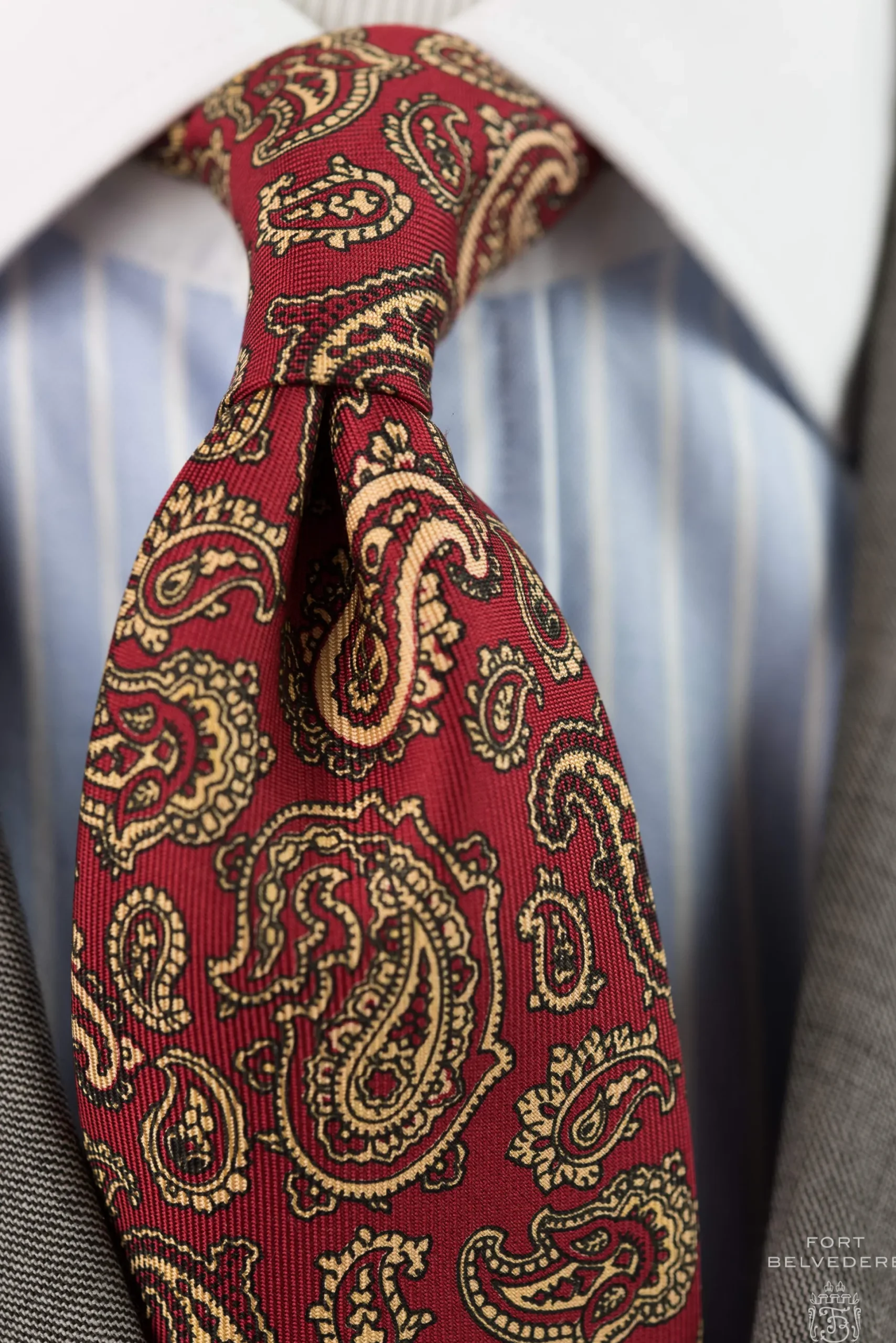 Red & Cream Paisley Madder Silk Tie