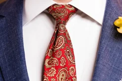 Red & Cream Paisley Madder Silk Tie