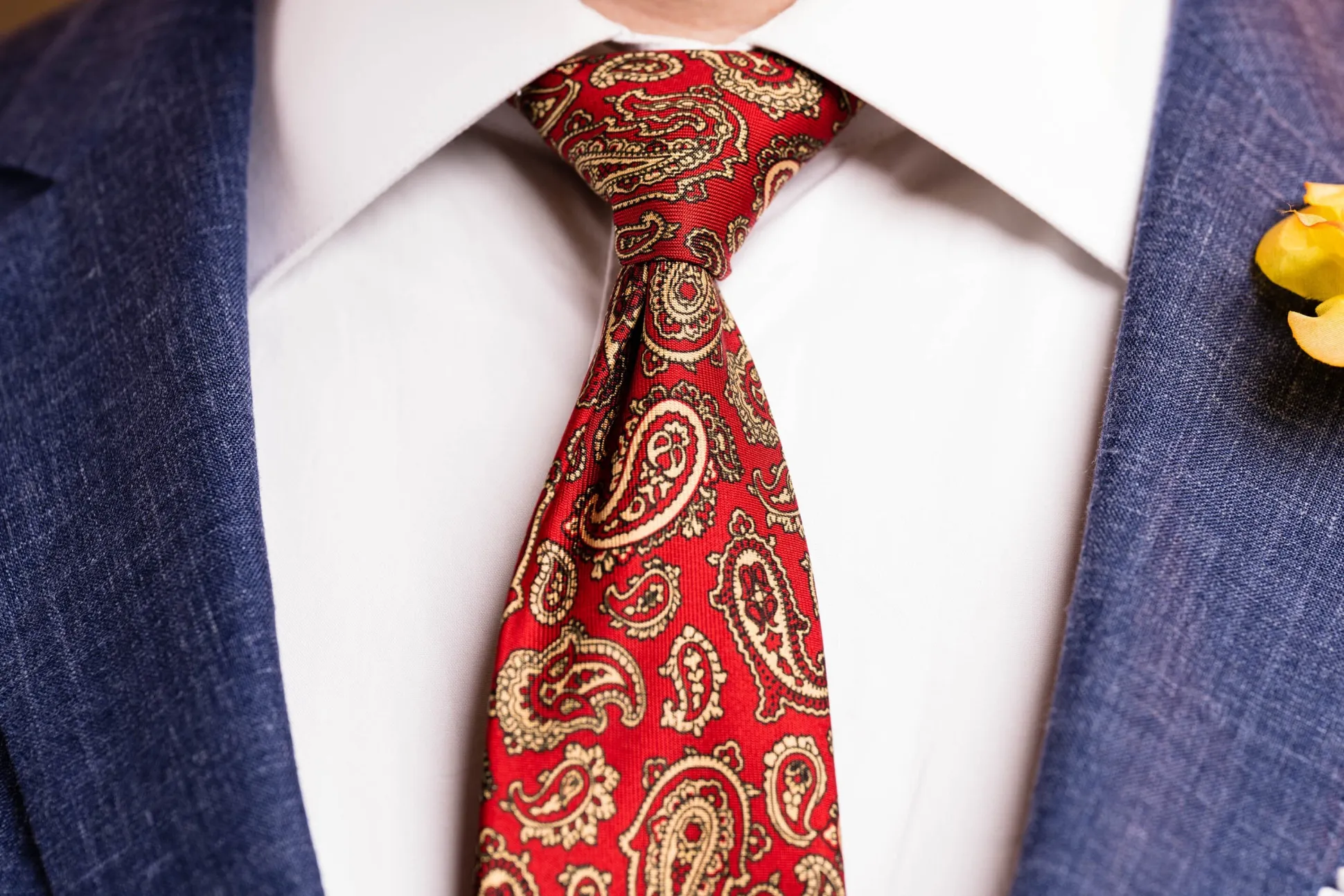 Red & Cream Paisley Madder Silk Tie