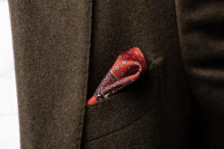 Red Dotted & Paisley Motif Silk Pocket Square