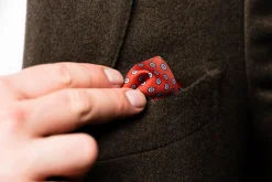 Red Dotted & Paisley Motif Silk Pocket Square