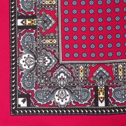 Red Dotted & Paisley Motif Silk Pocket Square